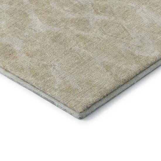 Beige And Coffee Diamond Washable Area Rug With UV Protection Photo 7