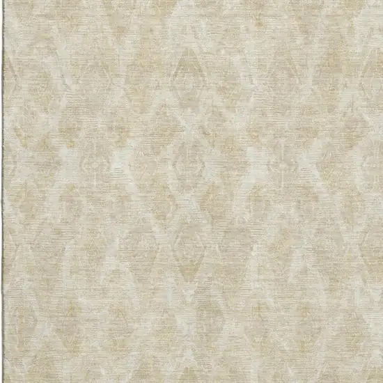 Beige And Coffee Diamond Washable Area Rug With UV Protection Photo 2