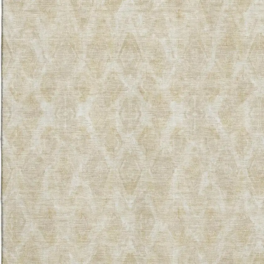 Beige And Coffee Diamond Washable Area Rug With UV Protection Photo 2