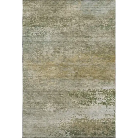 Beige And Copper Abstract Washable Area Rug With UV Protection Photo 1