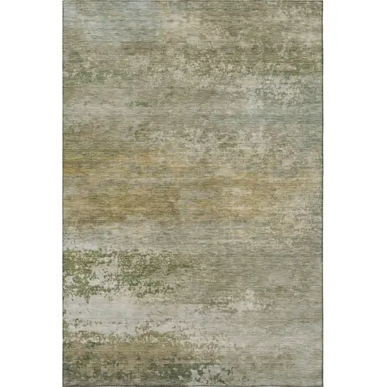 Beige And Copper Abstract Washable Area Rug With UV Protection Photo 4