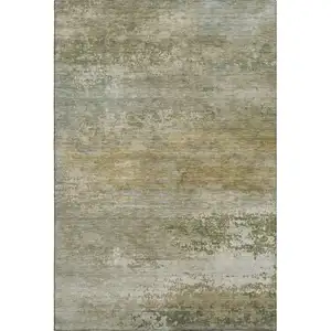 Photo of Beige And Copper Abstract Washable Area Rug With UV Protection