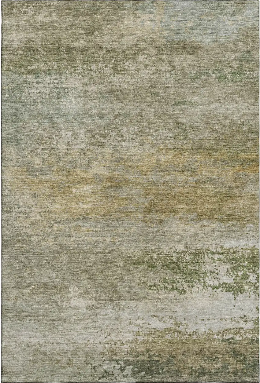 Beige And Copper Abstract Washable Area Rug With UV Protection Photo 1