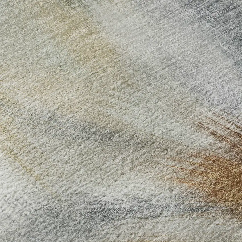 Beige And Copper Abstract Washable Area Rug With UV Protection Photo 8