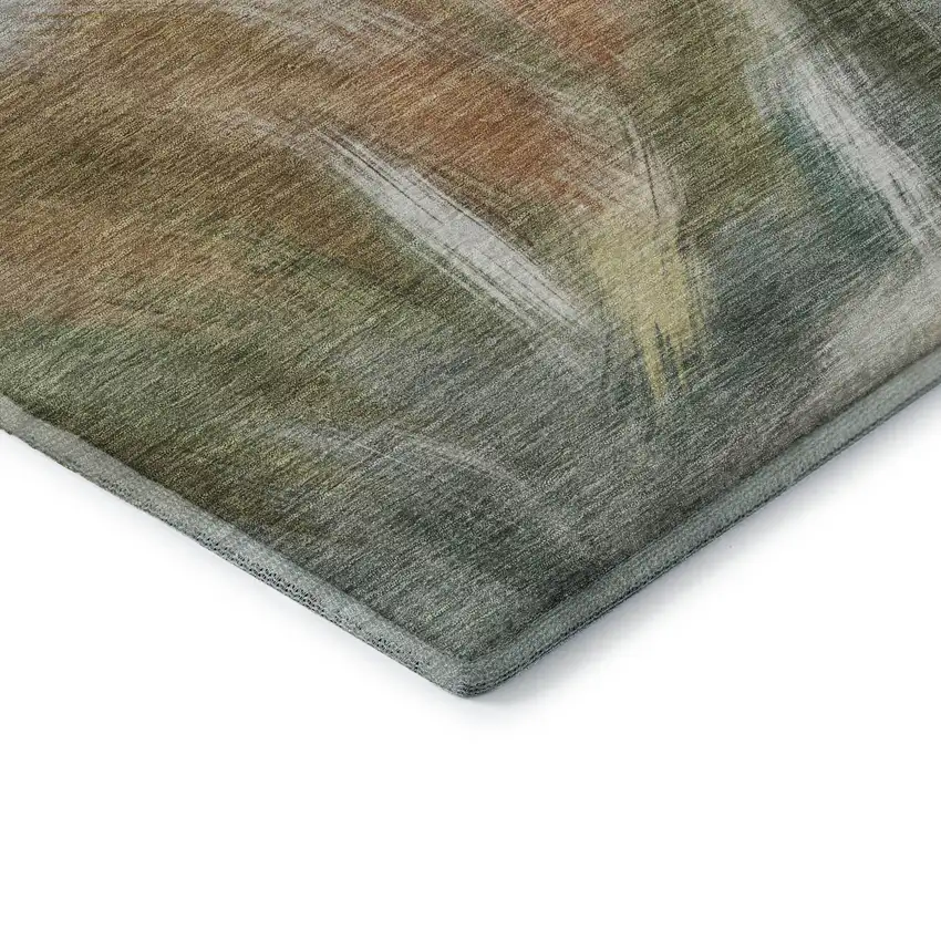 Beige And Copper Abstract Washable Area Rug With UV Protection Photo 7