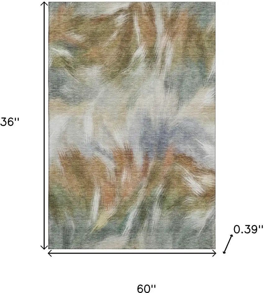 Beige And Copper Abstract Washable Area Rug With UV Protection Photo 9