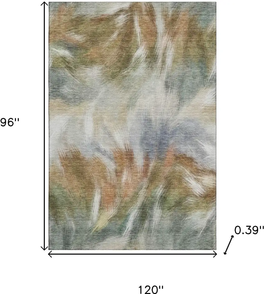Beige And Copper Abstract Washable Area Rug With UV Protection Photo 9