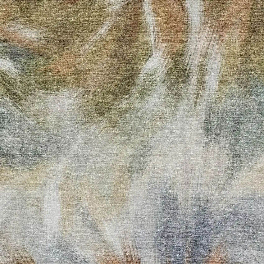 Beige And Copper Abstract Washable Area Rug With UV Protection Photo 3