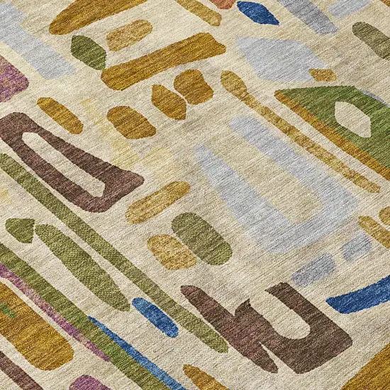 Beige And Copper Abstract Washable Indoor Outdoor Area Rug Photo 9
