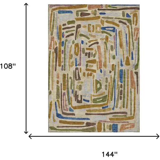 Beige And Copper Abstract Washable Indoor Outdoor Area Rug Photo 6
