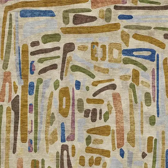 Beige And Copper Abstract Washable Indoor Outdoor Area Rug Photo 2