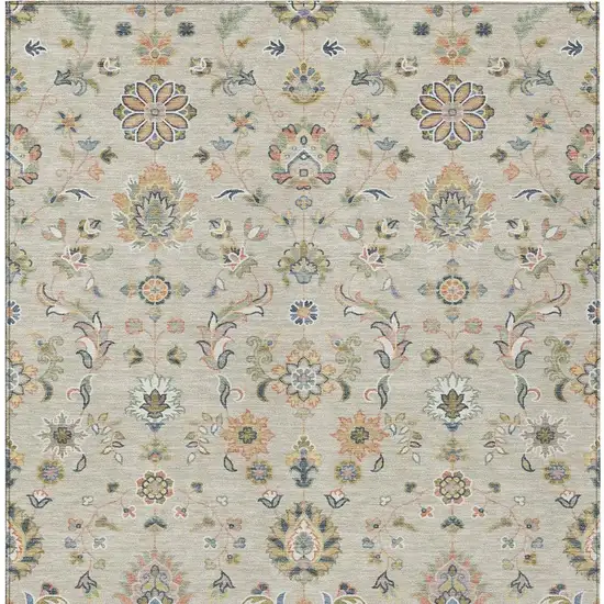 Beige And Copper Abstract Washable Indoor Outdoor Area Rug Photo 3