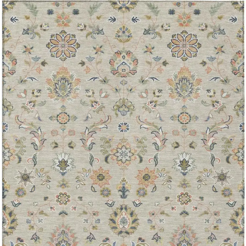 Beige And Copper Abstract Washable Indoor Outdoor Area Rug Photo 3