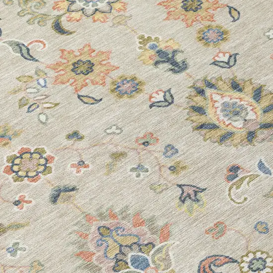 Beige And Copper Abstract Washable Indoor Outdoor Area Rug Photo 5