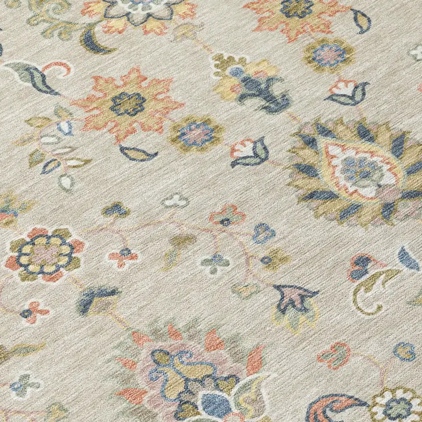 Beige And Copper Abstract Washable Indoor Outdoor Area Rug Photo 5