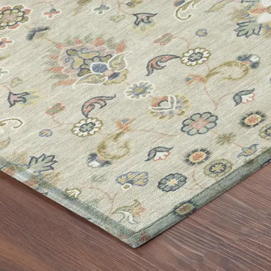 Beige And Copper Abstract Washable Indoor Outdoor Area Rug Photo 4