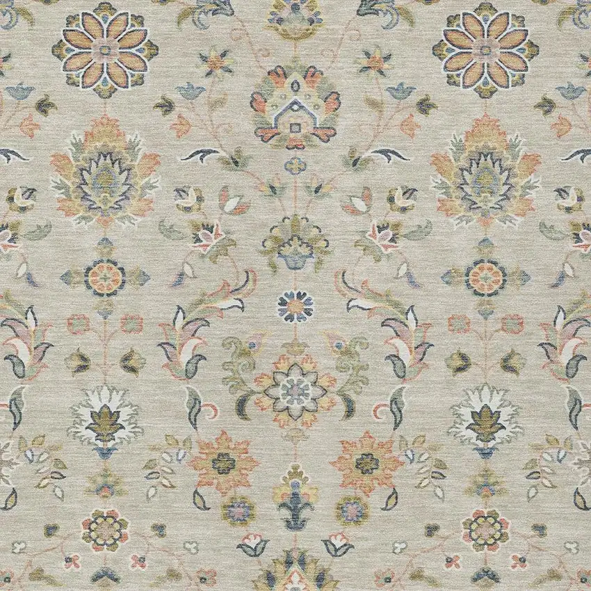 Beige And Copper Abstract Washable Indoor Outdoor Area Rug Photo 2