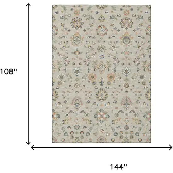 Beige And Copper Abstract Washable Indoor Outdoor Area Rug Photo 6