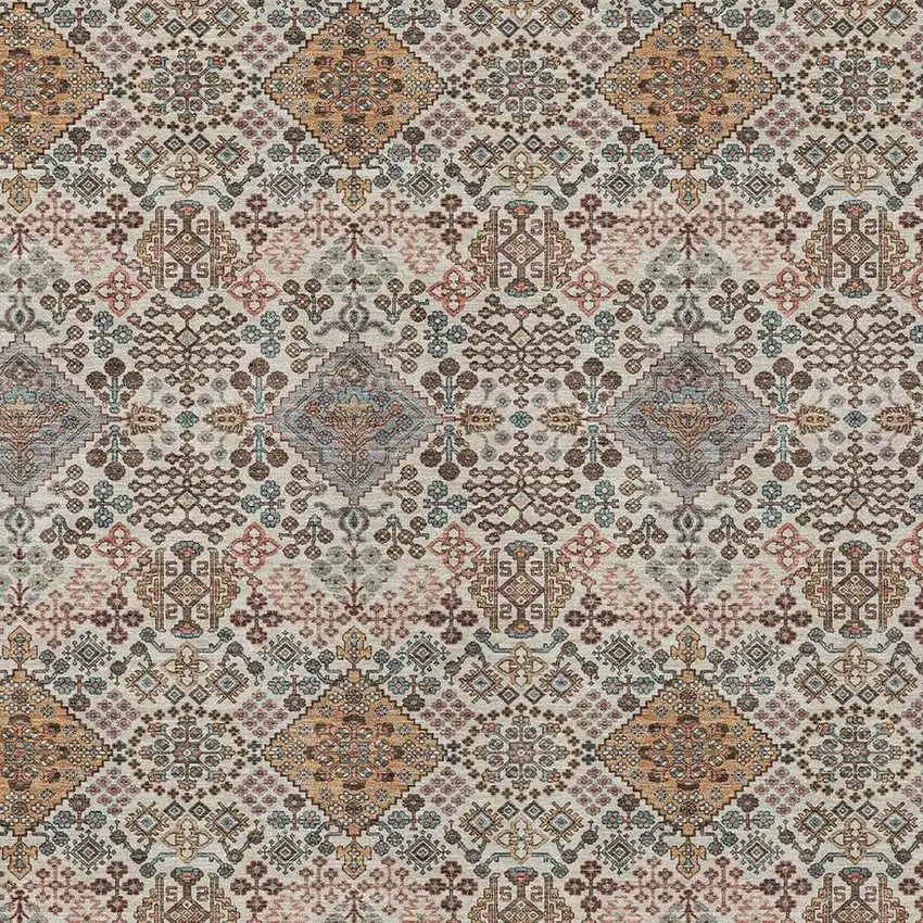 Beige And Copper Geometric Washable Indoor Outdoor Area Rug Photo 2