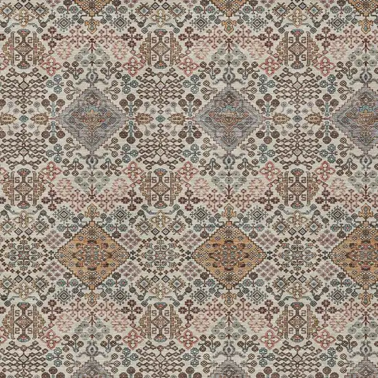 Beige And Copper Geometric Washable Indoor Outdoor Area Rug Photo 2