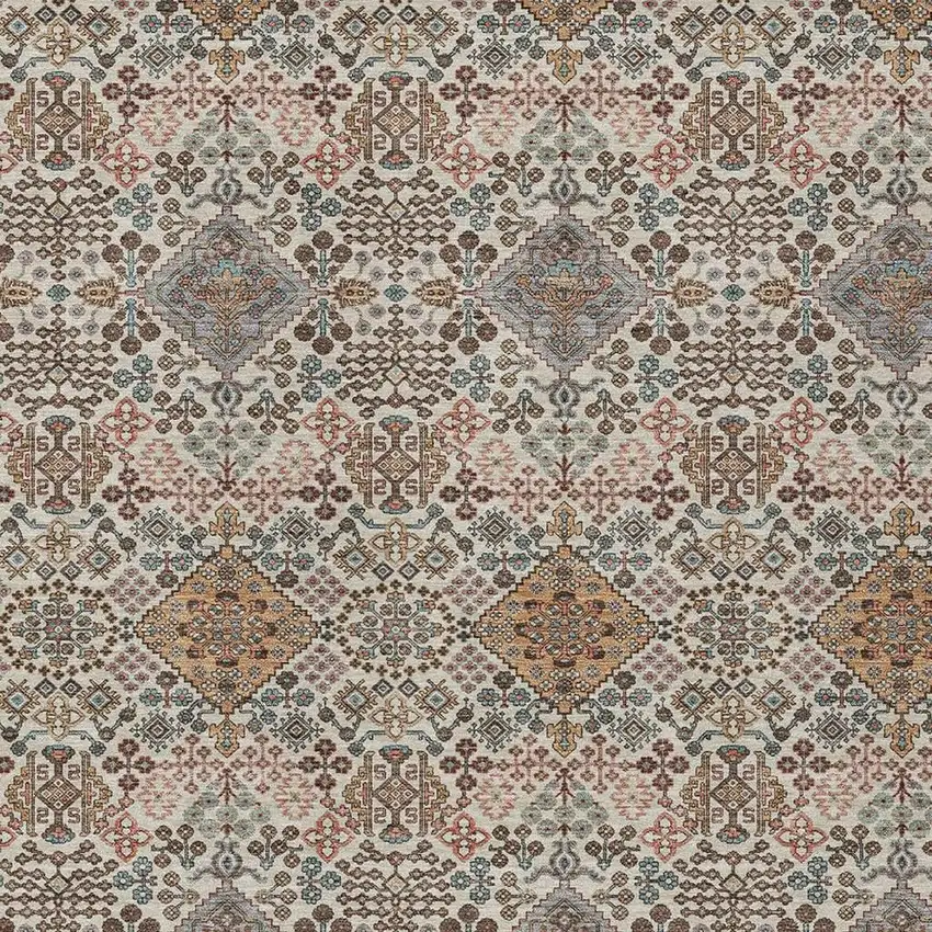 Beige And Copper Geometric Washable Indoor Outdoor Area Rug Photo 2