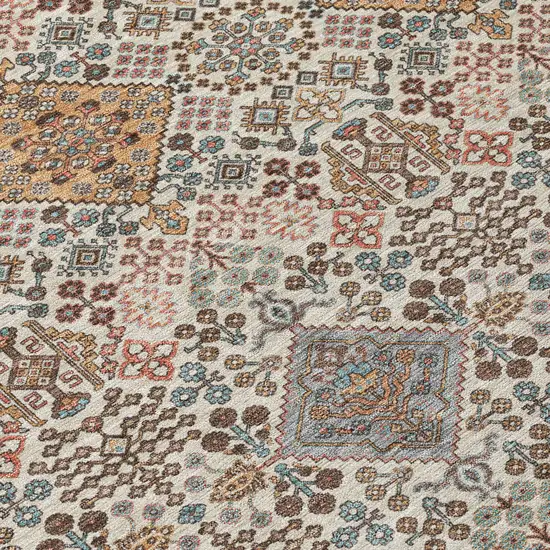 Beige And Copper Geometric Washable Indoor Outdoor Area Rug Photo 9