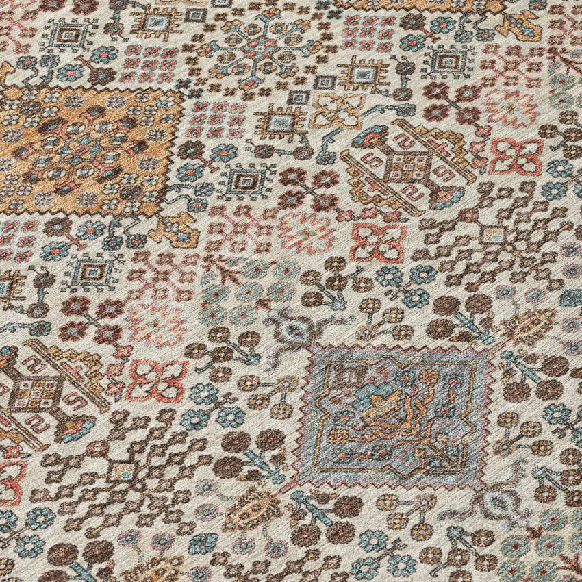 Beige And Copper Geometric Washable Indoor Outdoor Area Rug Photo 9