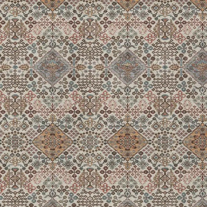 Beige And Copper Geometric Washable Indoor Outdoor Area Rug Photo 2