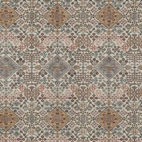 Beige And Copper Geometric Washable Indoor Outdoor Area Rug Photo 2