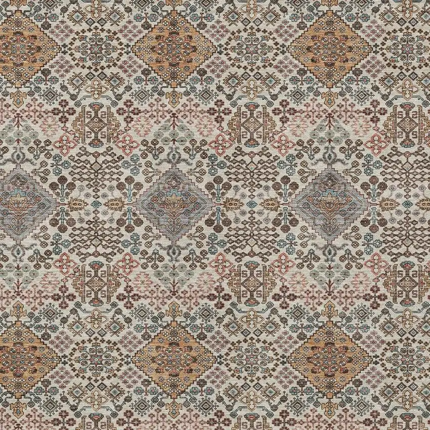 Beige And Copper Geometric Washable Indoor Outdoor Area Rug Photo 2