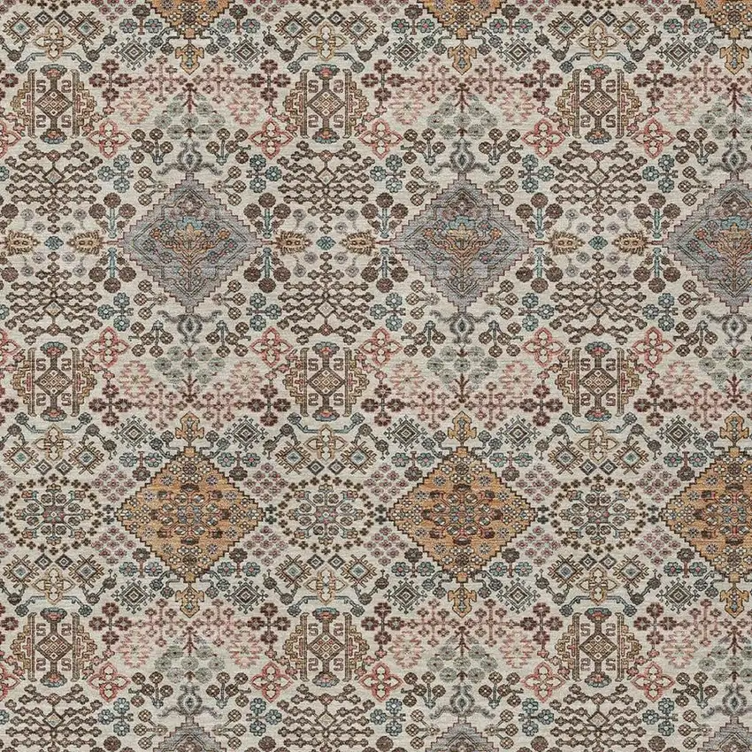 Beige And Copper Geometric Washable Indoor Outdoor Area Rug Photo 2