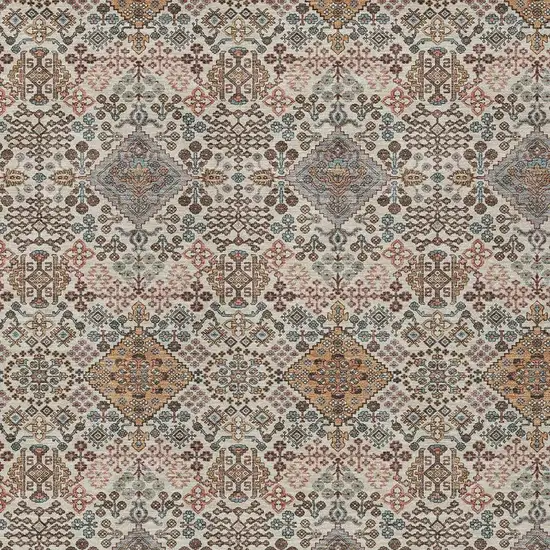 Beige And Copper Geometric Washable Indoor Outdoor Area Rug Photo 2