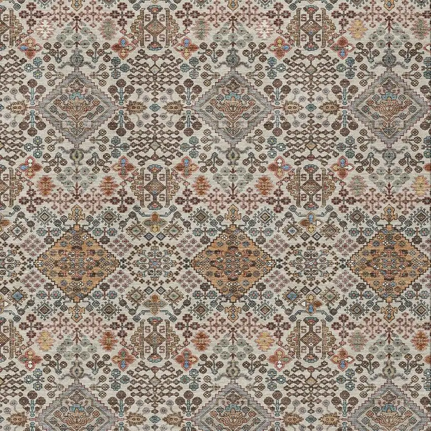 Beige And Copper Geometric Washable Indoor Outdoor Area Rug Photo 2