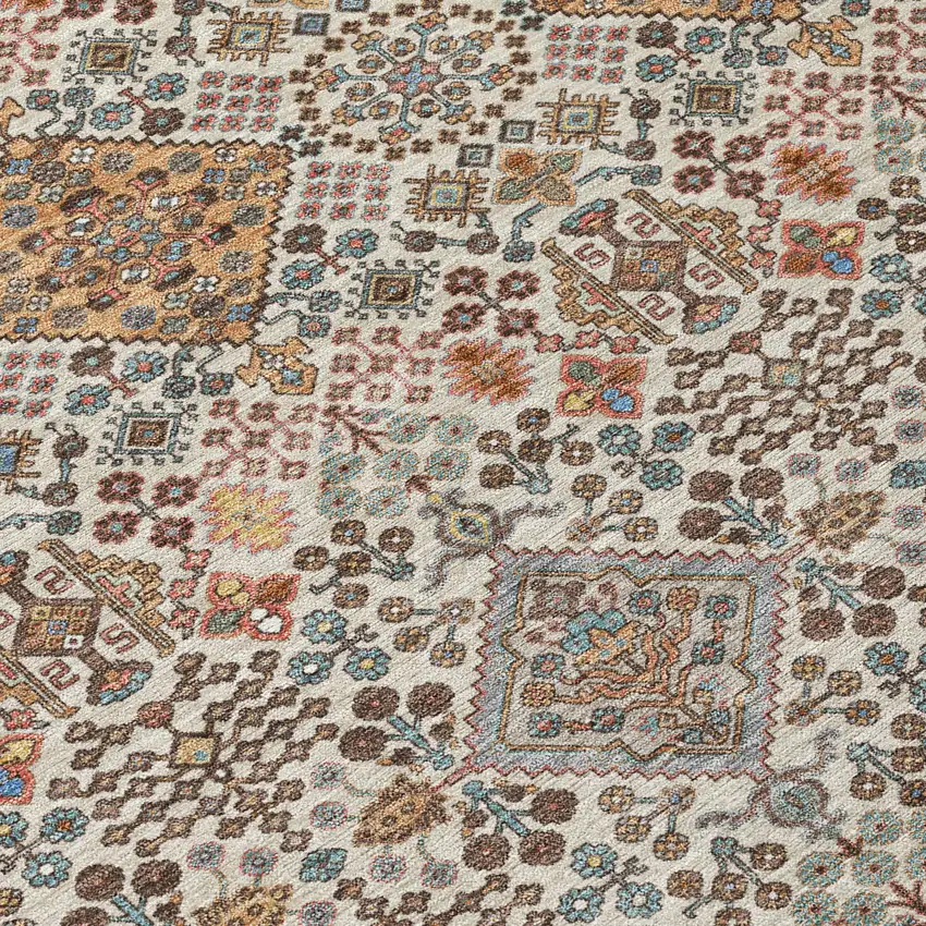 Beige And Copper Geometric Washable Indoor Outdoor Area Rug Photo 9