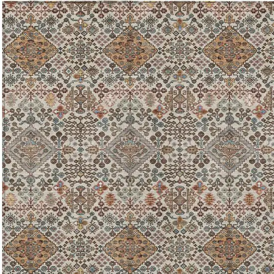 Beige And Copper Geometric Washable Indoor Outdoor Area Rug Photo 2