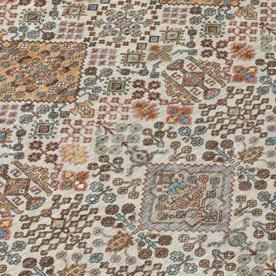 Beige And Copper Geometric Washable Indoor Outdoor Area Rug Photo 9