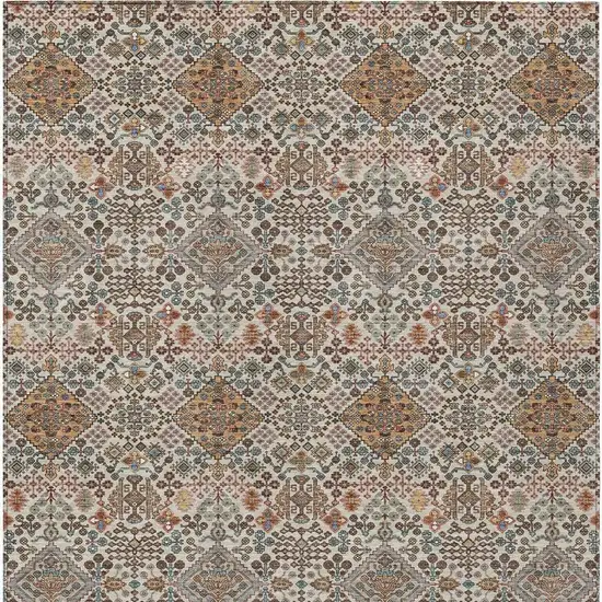 Beige And Copper Geometric Washable Indoor Outdoor Area Rug Photo 3