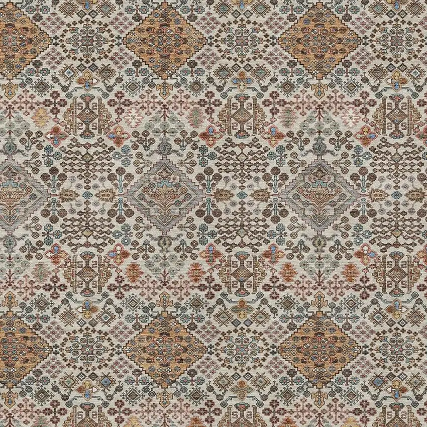Beige And Copper Geometric Washable Indoor Outdoor Area Rug Photo 2