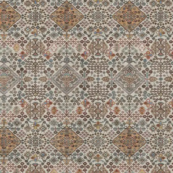 Beige And Copper Geometric Washable Indoor Outdoor Area Rug Photo 2