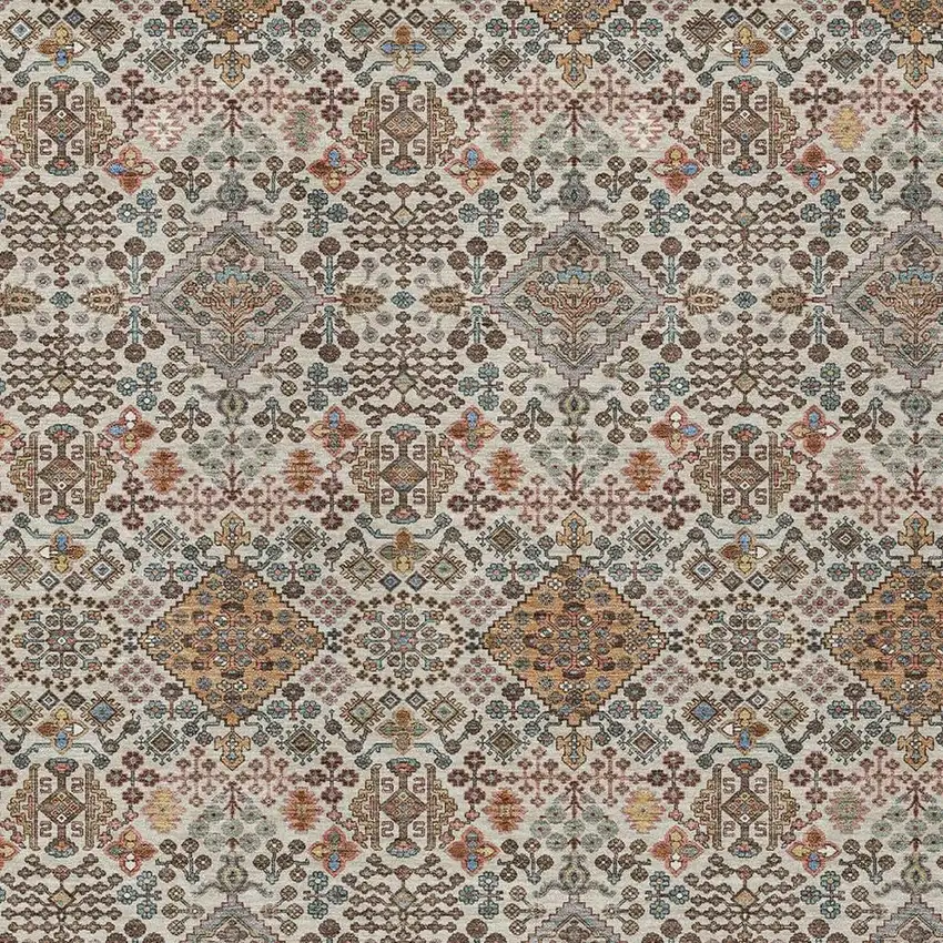 Beige And Copper Geometric Washable Indoor Outdoor Area Rug Photo 2