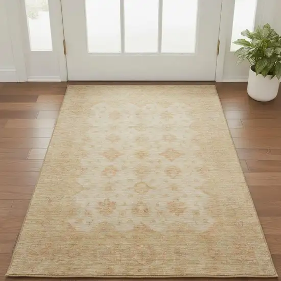 Beige And Copper Oriental Washable Area Rug With UV Protection Photo 2
