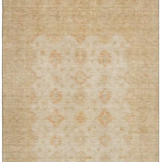 Beige And Copper Oriental Washable Area Rug With UV Protection Photo 3