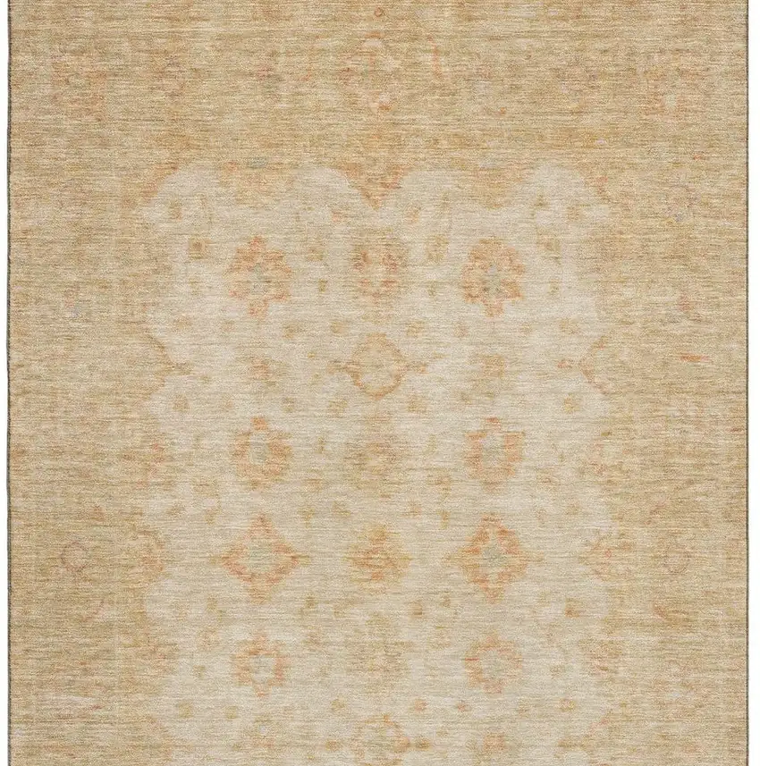 Beige And Copper Oriental Washable Area Rug With UV Protection Photo 3