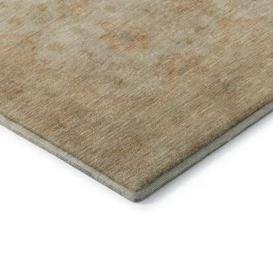 Beige And Copper Oriental Washable Area Rug With UV Protection Photo 7