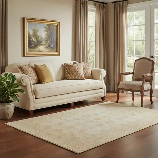 Beige And Copper Oriental Washable Area Rug With UV Protection Photo 2