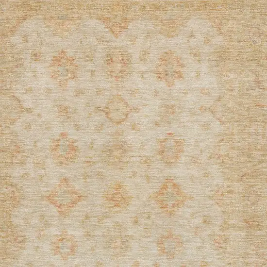 Beige And Copper Oriental Washable Area Rug With UV Protection Photo 2