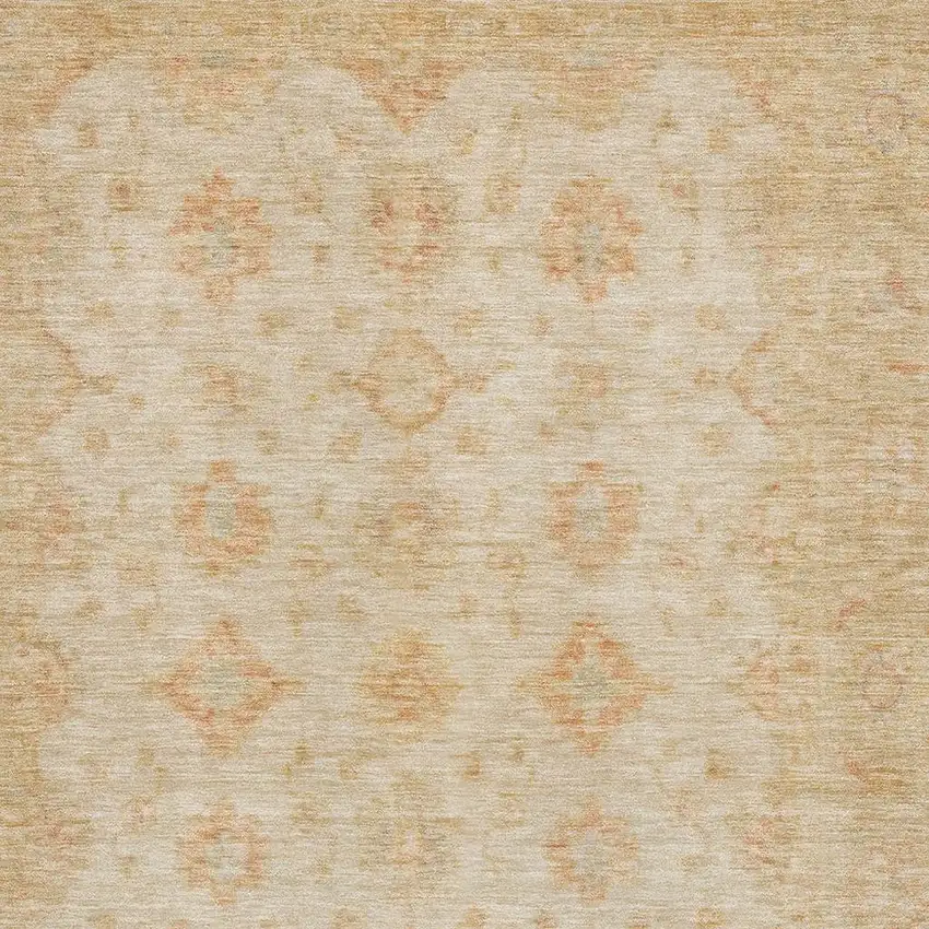 Beige And Copper Oriental Washable Area Rug With UV Protection Photo 2