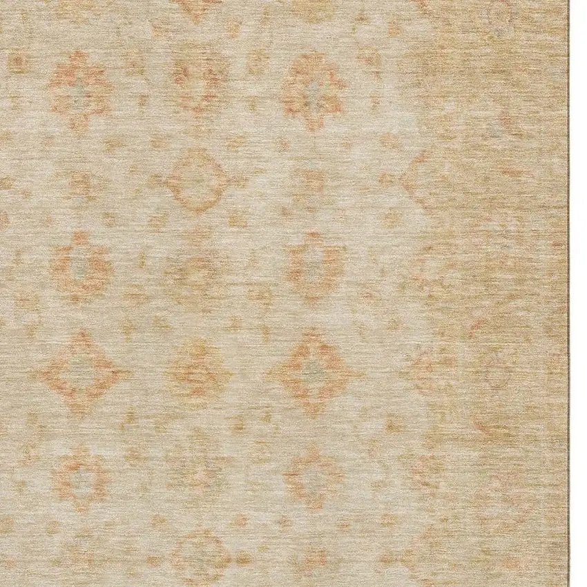 Beige And Copper Oriental Washable Area Rug With UV Protection Photo 2