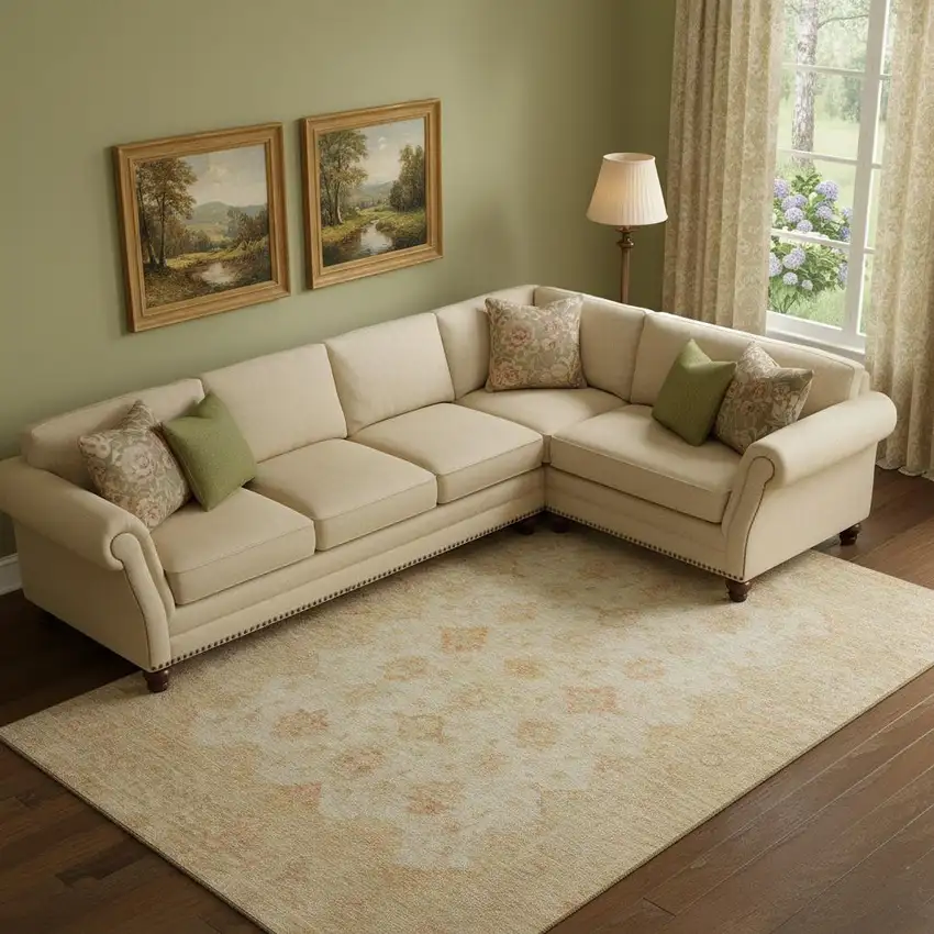 Beige And Copper Oriental Washable Area Rug With UV Protection Photo 2