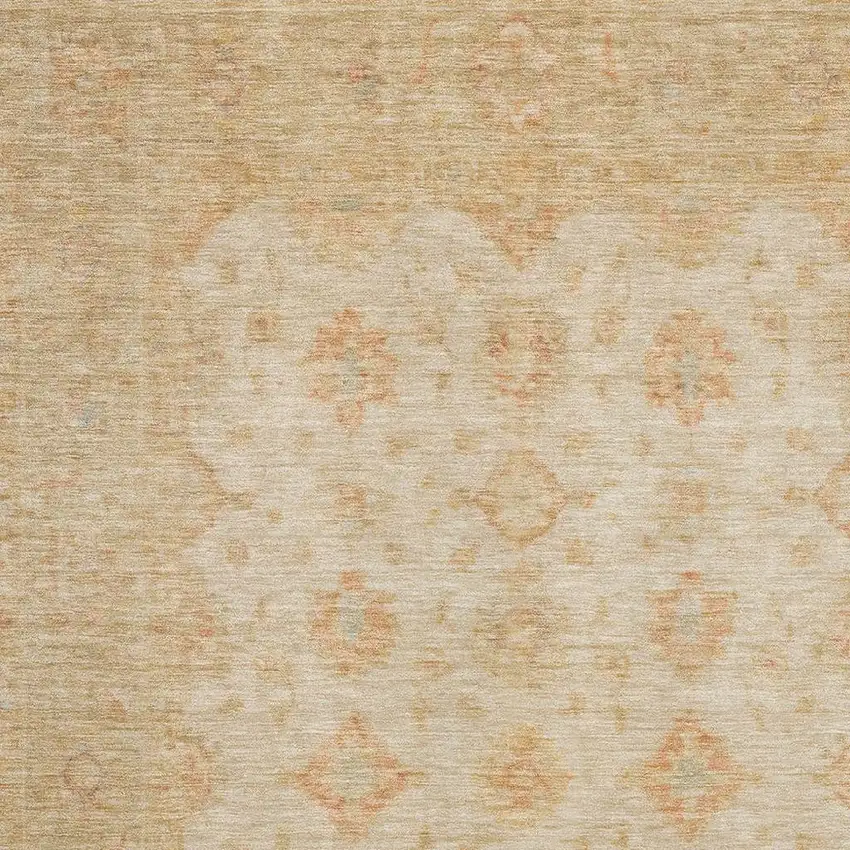 Beige And Copper Oriental Washable Area Rug With UV Protection Photo 2